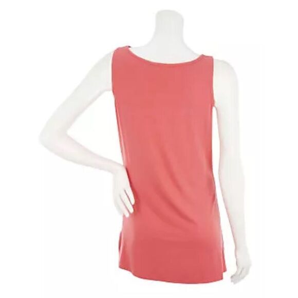 Susan Graver Womens 3X Essentials Drape Neck Tank Top Black Side Slits NWT - Picture 2 of 3